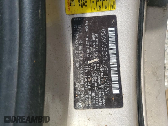 2012 BMW Z4 sDrive28i с VIN WBALL5C50CE716958, выставлен на аукционе Copart как лот 56932865 с пробегом 99 523 миль миль и Чистый • Clean title. История ставок и продаж доступна на DreamBid. Изображение 13.