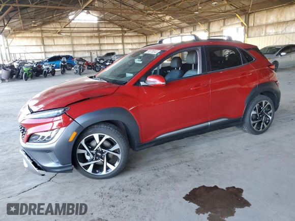 2022 Hyundai Kona Limited with VIN KM8K53A35NU801328, listed as a Copart auction lot 80378344 with 18,600 mi miles and Salvage Title. Bid and sale history available at carsss.com. Image 1.