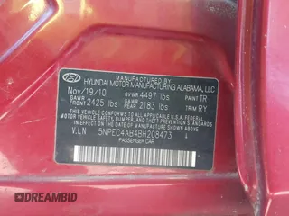 2011 Hyundai Sonata Limited with VIN 5NPEC4AB4BH208473, listed as a IAAI auction lot 42059258 with Not Provided miles and . Bid and sale history available at DreamBid. Image 9.