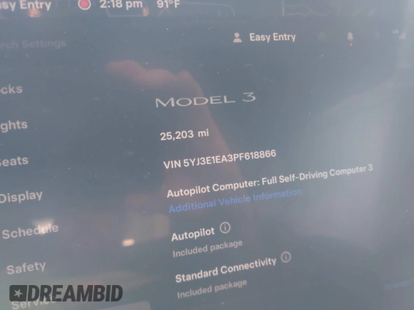 2023 Tesla Model 3 с VIN 5YJ3E1EA3PF618866, выставлен на аукционе IAAI как лот 42443617 с пробегом 25 203 миль миль и . История ставок и продаж доступна на DreamBid. Изображение 15.