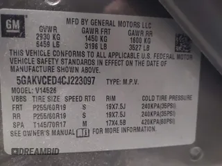 2012 Buick Enclave Leather with VIN 5GAKVCED4CJ223097, listed as a IAAI auction lot 42053378 with 125,036 mi miles and . Bid and sale history available at carsss.com. Image 9.