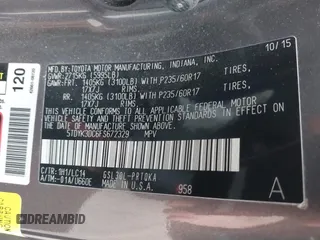 2015 Toyota Sienna XLE with VIN 5TDYK3DC6FS672329, listed as a IAAI auction lot 41908974 with 117,950 mi miles. Bid and sale history available at carsss.com. Image 9.