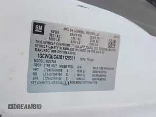 2011 Chevrolet Express Cargo with VIN 1GCWGGCA2B1129681, listed as a IAAI auction lot 42108056 with Not provided miles and . Bid and sale history available at DreamBid. Image 9.