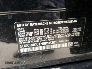 2022 BMW X5 sDrive40i with VIN 5UXCR4C01N9K96301, listed as a Copart auction lot 87514625 with 0 mi miles and Salvage Title. Bid and sale history available at carsss.com. Image 13.