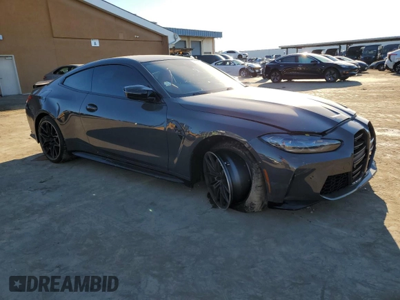 2023 BMW M4 Competition with VIN WBS33AZ01PCM59701, listed as a Copart auction lot 83067984 with 26,200 mi miles and Salvage Title. Bid and sale history available at carsss.com. Image 4.
