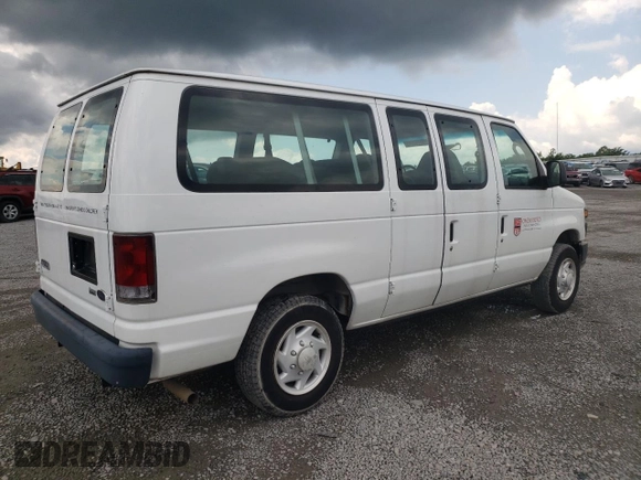 2008 Ford Econoline Passenger XL with VIN 1FMNE11W58DB33613, listed as a Copart auction lot 59142445 with 70,107 mi miles and Salvage title. Bid and sale history available at DreamBid. Image 3.