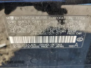 2007 Lexus ES 350 with VIN JTHBJ46G672071217, listed as a Copart auction lot 47377895 with 182,993 mi miles and Salvage Title. Bid and sale history available at carsss.com. Image 13.