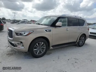 2020 Infiniti QX80 LUXE with VIN JN8AZ2NE0L9251521, listed as a Copart auction lot 44682925 with 46,986 mi miles and Salvage Title. Bid and sale history available at carsss.com. Image 1.