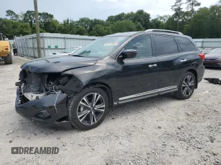 2019 Nissan Pathfinder Platinum with VIN 5N1DR2MN1KC637050, listed as a Copart auction lot 62707995 with 52,704 mi miles and Salvage title. Bid and sale history available at DreamBid. Image 1.