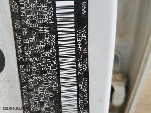 2019 Toyota Prius L Eco with VIN JTDKARFU5K3089862, listed as a Copart auction lot 51240215 with 131,678 mi miles and Salvage Title. Bid and sale history available at carsss.com. Image 15.