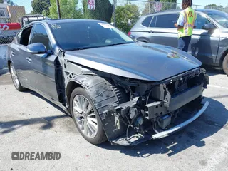 2021 Infiniti Q50 Luxe with VIN JN1EV7BP8MM707259, listed as a IAAI auction lot 41901696 with 78,060 mi miles and . Bid and sale history available at DreamBid. Image 1.