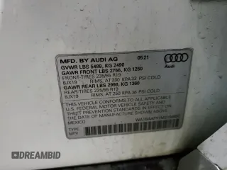 2021 Audi Q5 Premium Plus with VIN WA1BAAFY1M2104932, listed as a Copart auction lot 37827613 with Not Provided miles. Bid and sale history available at carsss.com. Image 13.
