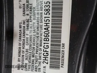 2010 Honda Civic Cpe LX with VIN 2HGFG1B60AH515835, listed as a Copart auction lot 49769605 with 109,475 mi miles and Salvage Title. Bid and sale history available at carsss.com. Image 13.