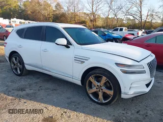 2023 Genesis GV80 with VIN KMUHCESC9PU123083, listed as a IAAI auction lot 41166075 with 20,216 mi miles. Bid and sale history available at carsss.com. Image 1.