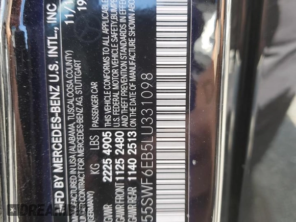 2020 Mercedes-Benz C 43 AMG z VIN 55SWF6EB5LU331098, wystawiony jako Copart lot #52203465 z przebiegiem 58 081 mil mil oraz Szkoda całkowita • Salvage title. Historia ofert i sprzedaży dostępna na DreamBid. Obrazek 12.