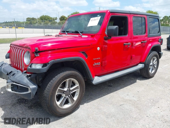 2019 Jeep Wrangler Unlimited Sahara with VIN 1C4HJXEG4KW573157, listed as a IAAI auction lot 42118373 with 105,890 mi miles and . Bid and sale history available at DreamBid. Image 2.