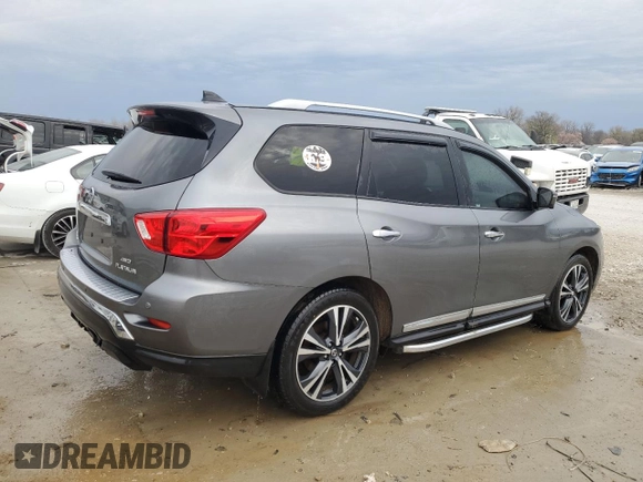 2020 Nissan Pathfinder Platinum with VIN 5N1DR2DM0LC634911, listed as a Copart auction lot 50575835 with 80,597 mi miles and Salvage title. Bid and sale history available at DreamBid. Image 3.