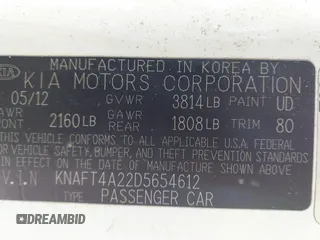 2013 Kia Forte LX with VIN KNAFT4A22D5654612, listed as a IAAI auction lot 41764131 with 240,556 mi miles. Bid and sale history available at carsss.com. Image 9.