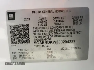 2018 Buick Enclave Avenir with VIN 5GAERDKW3JJ204227, listed as a Copart auction lot 86497654 with Not Provided miles and Salvage Title. Bid and sale history available at DreamBid. Image 13.