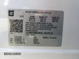 2020 Chevrolet Traverse High Country with VIN 1GNERNKW2LJ222572, listed as a Copart auction lot 54687115 with 109,652 mi miles and Salvage title. Bid and sale history available at DreamBid. Image 13.