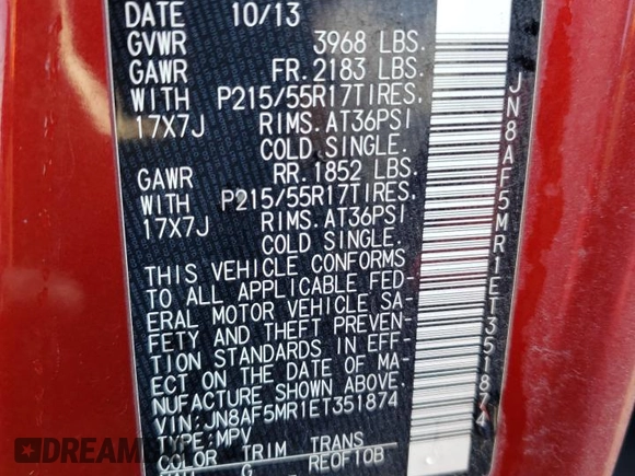 2014 Nissan Juke S with VIN JN8AF5MR1ET351874, listed as a Copart auction lot 45927775 with 157,798 mi miles and Salvage Title. Bid and sale history available at DreamBid. Image 14.