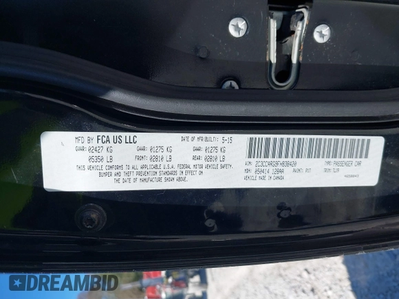 2015 Chrysler 300 Limited with VIN 2C3CCARG9FH838420, listed as a IAAI auction lot 41684228 with 242,316 mi miles. Bid and sale history available at carsss.com. Image 9.