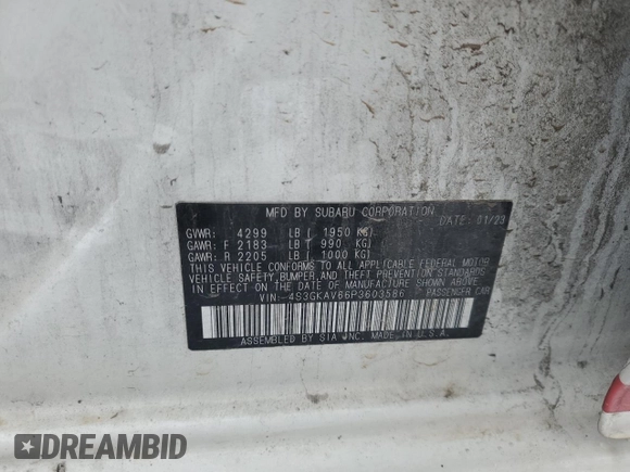 2023 Subaru Impreza Premium with VIN 4S3GKAV66P3603586, listed as a Copart auction lot 82227144 with Not provided miles and Non repairable. Bid and sale history available at DreamBid. Image 13.