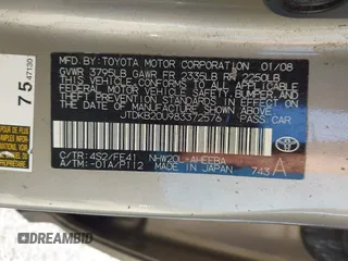 2008 Toyota Prius with VIN JTDKB20U983372576, listed as a IAAI auction lot 41533967 with 1 mi miles. Bid and sale history available at carsss.com. Image 9.