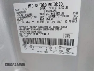 2014 Ford F-150 XL с VIN 1FTPF1CF1EKG24212, выставлен на аукционе IAAI как лот 41965420 с пробегом 192 639 миль миль и . История ставок и продаж доступна на DreamBid. Изображение 9.