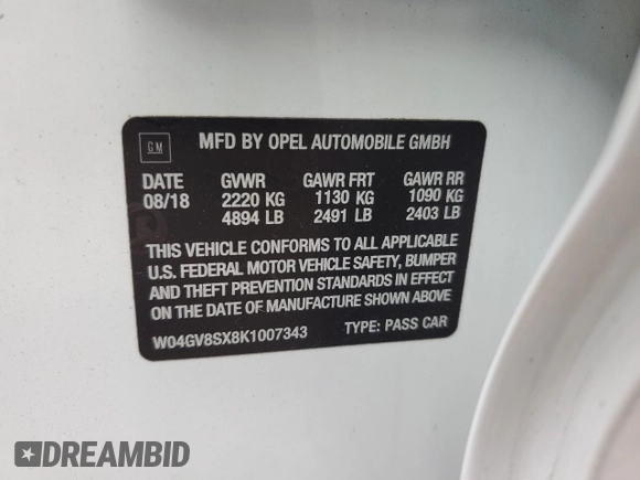 2019 Buick Regal Essence with VIN W04GV8SX8K1007343, listed as a Copart auction lot 78811344 with 63,841 mi miles and Salvage title. Bid and sale history available at DreamBid. Image 12.