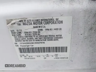 2012 Mazda 6 i Touring with VIN 1YVHZ8DH8C5M27516, listed as a IAAI auction lot 42244731 with 180,225 mi miles and . Bid and sale history available at DreamBid. Image 9.