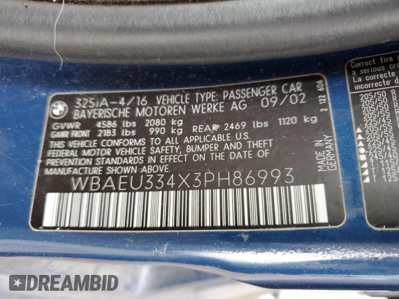 2003 BMW 3 Series 325xi z VIN WBAEU334X3PH86993, wystawiony jako Copart lot #62261955 z przebiegiem 114 367 mil mil oraz Szkoda całkowita • Salvage title. Historia ofert i sprzedaży dostępna na DreamBid. Obrazek 12.