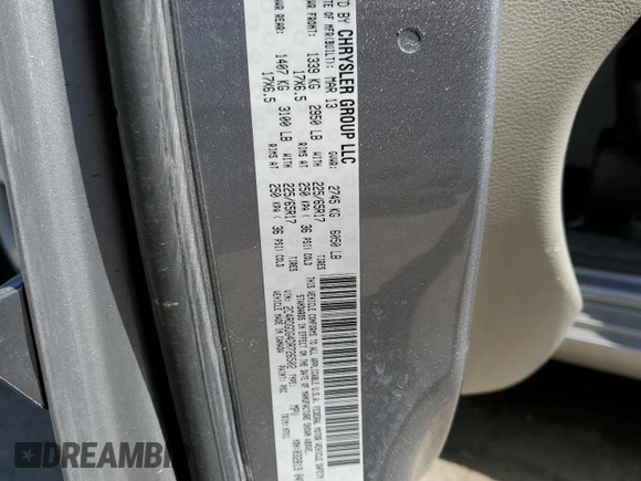 2013 Dodge Grand Caravan Crew with VIN 2C4RDGDG4DR726502, listed as a Copart auction lot 53258075 with 132,903 mi miles and Salvage Title. Bid and sale history available at DreamBid. Image 16.