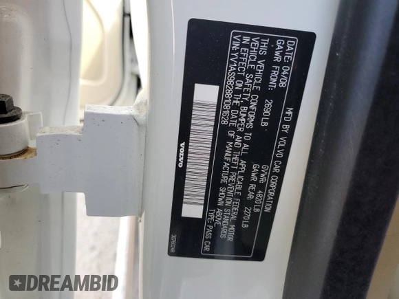 2008 Volvo S80 3.2L z VIN YV1AS982881081628, wystawiony jako Copart lot #56309585 z przebiegiem 81 440 mil mil oraz Czysty tytuł • Clean title. Historia ofert i sprzedaży dostępna na DreamBid. Obrazek 12.