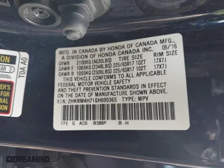 2016 Honda CR-V EX-L with VIN 2HKRM4H71GH699365, listed as a IAAI auction lot 41893626 with 67,111 mi miles. Bid and sale history available at carsss.com. Image 9.