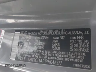2023 Hyundai Santa Cruz Night Edition z VIN 5NTJCDAF1PH046277, wystawiony jako IAAI lot #41955169 z przebiegiem 48 121 mil mil oraz . Historia ofert i sprzedaży dostępna na DreamBid. Obrazek 9.