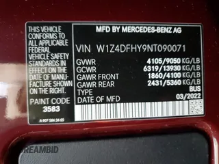 2022 Mercedes-Benz Sprinter with VIN W1Z4DFHY9NT090071, listed as a Copart auction lot 80545164 with 32,695 mi miles and Salvage Title. Bid and sale history available at DreamBid. Image 13.