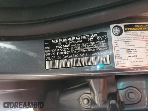 2016 Mercedes-Benz CLS 400 with VIN WDDLJ6HB6GA163460, listed as a Copart auction lot 44641685 with 112,664 mi miles and Salvage title. Bid and sale history available at DreamBid. Image 12.