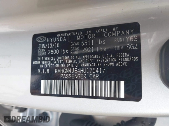 2017 Genesis G80 3.8L z VIN KMHGN4JE4HU175417, wystawiony jako IAAI lot #41818684 z przebiegiem 83 658 mil mil oraz . Historia ofert i sprzedaży dostępna na DreamBid. Obrazek 9.