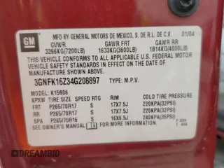 2004 Chevrolet Suburban Z71 with VIN 3GNFK16Z34G208897, listed as a Copart auction lot 72080464 with 261,882 mi miles and Non Repairable. Bid and sale history available at carsss.com. Image 14.