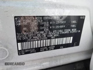 2024 Toyota Venza LE with VIN JTEAAAAH7RJ155305, listed as a IAAI auction lot 42184586 with 15,805 mi miles and . Bid and sale history available at DreamBid. Image 9.