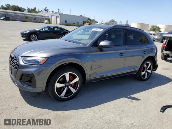 2024 Audi Q5 S line Premium Plus with VIN WA1EAAFY3R2004982, listed as a Copart auction lot 53565025 with 15,567 mi miles and Salvage Title. Bid and sale history available at carsss.com. Image 1.