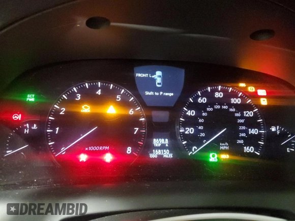 2010 Lexus LS 460 with VIN JTHCL5EF3A5007249, listed as a Copart auction lot 43432475 with 168,150 mi miles and Salvage title. Bid and sale history available at DreamBid. Image 9.