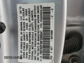 2015 Honda Civic LX z VIN 19XFB2F59FE060541, wystawiony jako Copart lot #58024495 z przebiegiem 76 472 mil mil oraz Szkoda całkowita • Salvage title. Historia ofert i sprzedaży dostępna na DreamBid. Obrazek 12.
