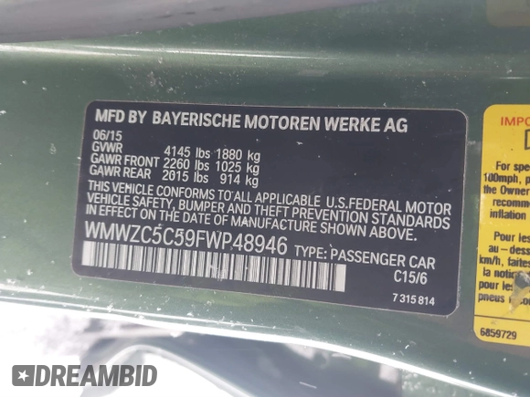 2015 MINI Countryman S z VIN WMWZC5C59FWP48946, wystawiony jako IAAI lot #41298127 z przebiegiem 106 293 mil mil oraz . Historia ofert i sprzedaży dostępna na DreamBid. Obrazek 9.