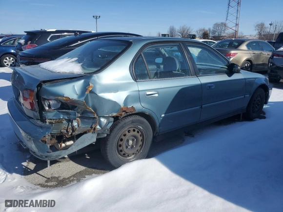 2000 Honda Civic VP with VIN 2HGEJ6617YH605468, listed as a Copart auction lot 87885955 with 243,779 mi miles and Salvage Title. Bid and sale history available at carsss.com. Image 3.