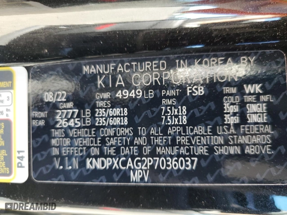 2023 Kia Sportage Hybrid SX-Prestige with VIN KNDPXCAG2P7036037, listed as a Copart auction lot 55840934 with 20,013 mi miles and Salvage Title. Bid and sale history available at carsss.com. Image 13.