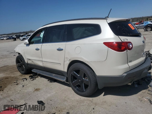 2012 Chevrolet Traverse LTZ z VIN 1GNKVLED1CJ170106, wystawiony jako Copart lot #52022235 z przebiegiem Nie podano mil oraz Szkoda całkowita • Salvage title. Historia ofert i sprzedaży dostępna na DreamBid. Obrazek 2.
