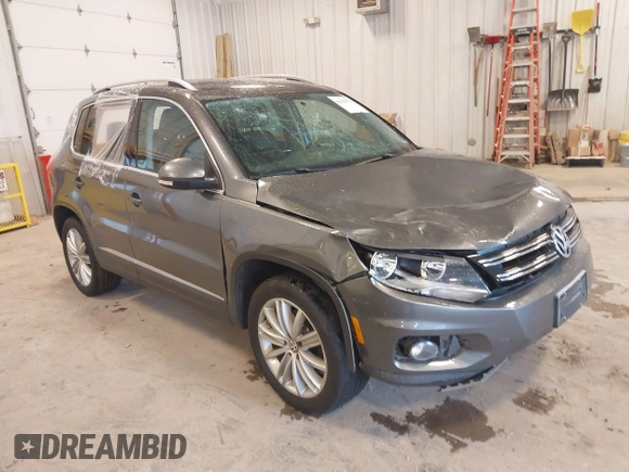 2012 Volkswagen Tiguan SE with VIN WVGBV7AX6CW093750, listed as a IAAI auction lot 42329775 with 117,509 mi miles and . Bid and sale history available at DreamBid. Image 1.