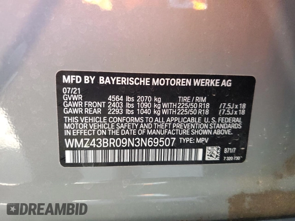 2022 MINI Countryman Cooper z VIN WMZ43BR09N3N69507, wystawiony jako Copart lot #80332204 z przebiegiem 59 064 mil mil oraz Szkoda całkowita • Salvage title. Historia ofert i sprzedaży dostępna na DreamBid. Obrazek 12.